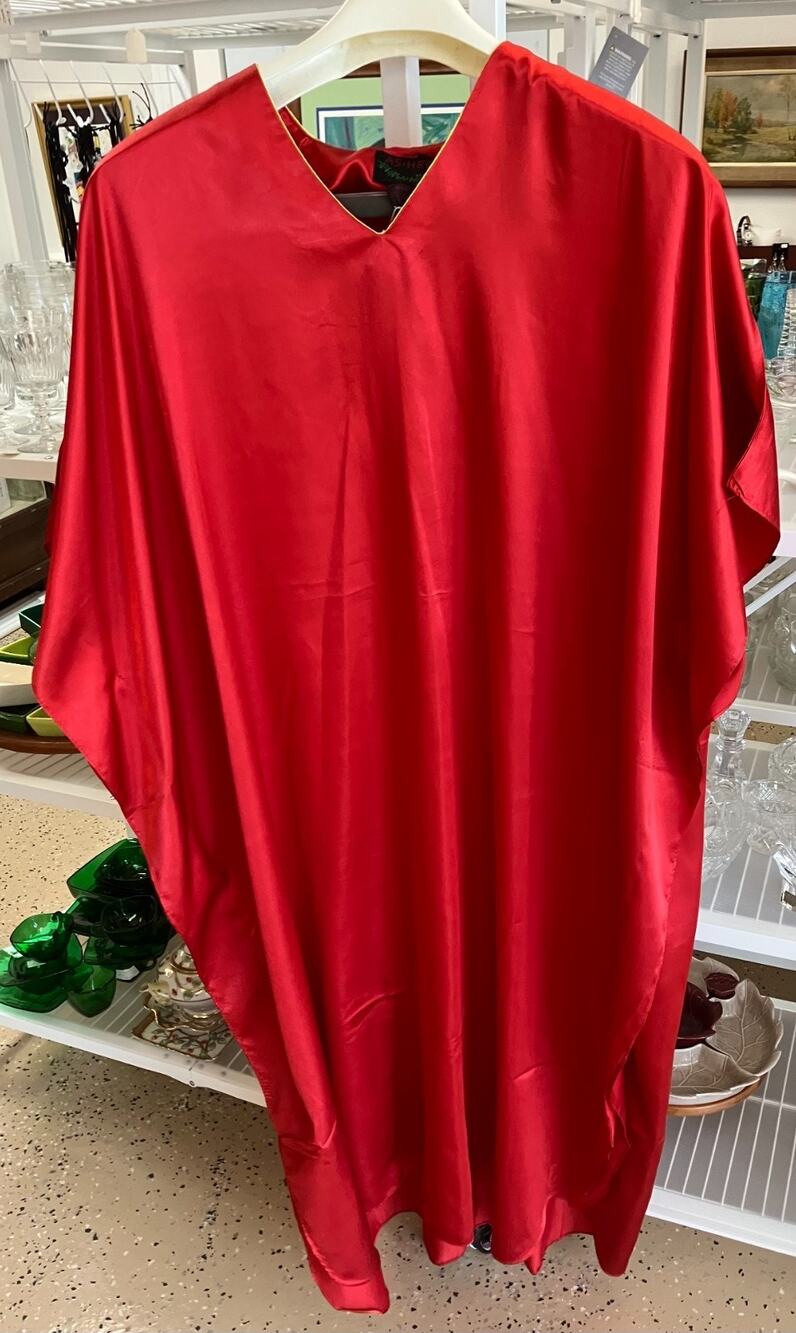 Ashro Free Size Red V-Neck Satin Tunic NOC2603